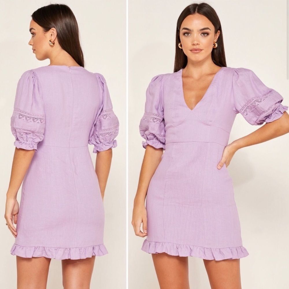 Foxiedox Linen Lilic Mckenna puff sleeve dress size XL. New with tags